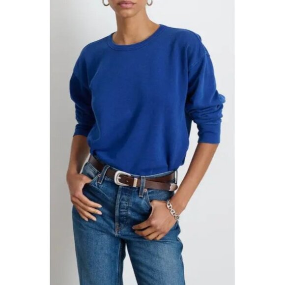 Alex Mill Frankie Sweatshirt Long Sleeve Crew Neck French Terry Cobalt Small - Picture 1 of 8